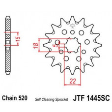 JT Звезда цепного привода JTF1445.13SC
