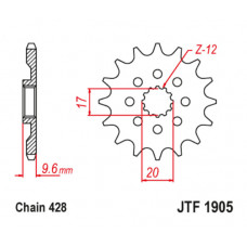 JT Звезда цепного привода JTF1905.13