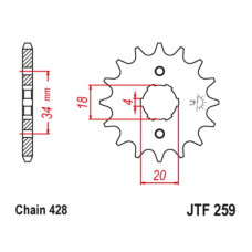 JT Звезда цепного привода JTF259.17