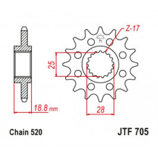 JT Звезда цепного привода JTF705.15