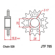 JT Звезда цепного привода JTF705.16