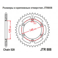 JT Звезда цепного привода JTR808.39