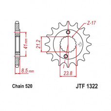 JT Звезда цепного привода JTF1322.14