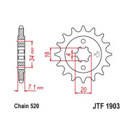 JT Звезда цепного привода JTF1903.12