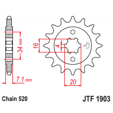 JT Звезда цепного привода JTF1903.15