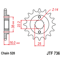 JT Звезда цепного привода JTF736.16