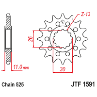 JT Звезда цепного привода JTF1591.16RB