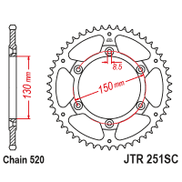JT Звезда цепного привода JTR251.51SC