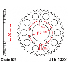 JT Звезда цепного привода JTR1332.44