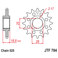 JT Звезда цепного привода JTF704.16RB