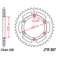 JT Звезда цепного привода JTR897.40ZBK