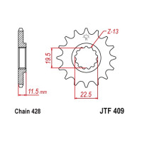 JT Звезда цепного привода JTF409.16
